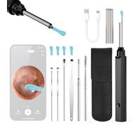 LICAEVEY Cure-oreille éclairé par LED, Nettoyeur de Cérumen électrique avec Embout en Silicone Souple et Batterie Rechargeable, pour les Examens Familiaux des Oreilles, du Nez et de la (BLACK)