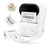 LICAEVEY Imprimante Thermique de Poche Portable avec Application, Imprimante D'étiquettes de Codes-Barres Bluetooth Noir et Blanc pour étiquettes de Bijoux de Vêtements de Petite (White)