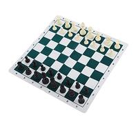 LICAEVEY Jeu D'échecs en Plastique avec Plateau en Cuir, 50x50cm Jeu de | Jeu d\'échecs pliant avec étui de voyage, pour fête, camping, détente