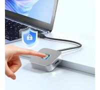 LICAEVEY Lecteur D'empreintes Digitales USB, Prise en Charge de 10 11, Dongle PC, Toucher à 360 Degrés, Scanner Biométrique D'empreintes Digitales à Correspondance Rapide (Silver)