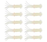 LICAEVEY Lueur Silicone Calmar Pêche Leurres, 10 Pack | Appât souple durable avec des yeux 3D réalistes, parfumé pour poulpe et calmar, brille dans le noir, eau salée et eau douce