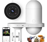 LICAEVEY Mangeoire Automatique Intelligente pour Poissons avec Caméra 2,5 K, Contrôle par Application WiFi, Distributeur de Nourriture de 230 ML avec Minuterie pour Aquarium,