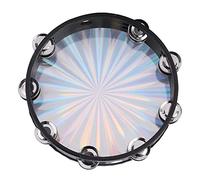 LICAEVEY Tambourin, Tambour à Main avec Jingles à Double Rangée, Tambourin de 10 Pouces pour un Son Clair, Instrument de Percussion Réfléchissant ABS en Acier Inoxydable, Outil de Musique de Fête