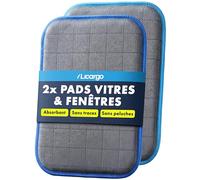 LICARGO 2X Pads Vitres Carbone - Chiffon Microfibre Vitre sans Trace avec Noyau Absorbant - Lavette Nettoyage Pare-Brise & Miroir - Chiffons Vitres Voiture Lavable 16x22cm