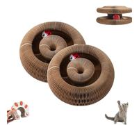 Licca Curling Toy for Cats, Magic Organ Cat Scratch Board Foldable Cat Accordion, Flexible Cat Scratcher, Cardboard Scratchers for Indoor Cats with Interactive Bell Ball (2pcs)