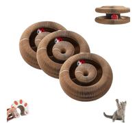 Licca Curling Toy for Cats, Magic Organ Cat Scratch Board Foldable Cat Accordion, Flexible Cat Scratcher, Cardboard Scratchers for Indoor Cats with Interactive Bell Ball (3pcs)