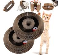 Licca Jouet à friser flexible pour chat avec balle connectable organe magique griffoir pour chat pliable accordéon interactif en carton pour chats d'intérieur