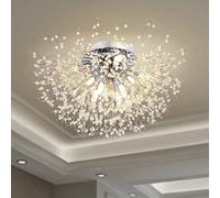 Licchily Plafonnier feu d'artifice, lustre moderne en cristal en forme de pissenlit, 8 lumières (LED G9 incluses) 56 bandes de cristal, 3 types de température de couleur (3000K, 4000K, 6000K)