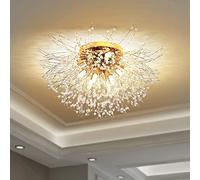Licchily Plafonnier feu d'artifice, lustre moderne en cristal en forme de pissenlit, 8 lumières (LED G9 incluses) 56 bandes de cristal, 3 types de température de couleur (3000K, 4000K, 6000K)