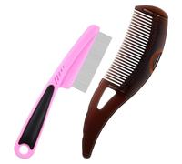 Lice Removal Brush, Lice Comb, Gentle Scalp Massage Lightweight Sturdy Scalp Sweep Comb, 1 set Lice Pick Brush for Men, Women, Kids, 8,27 x 1,97"/7,09 x 1,77" Brown and Pink
