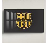 Licensed Décor Décoration murale en acrylique FC Barcelone - Petite taille - 65 x 40 cm - Blason jaune sur fond noir