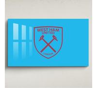 Licensed Décor West Ham United FC Décoration murale en acrylique Motif blason bleu Grand format 130 x 80 cm