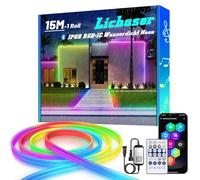 Lichaser 15M RGB+IC Ruban LED Neon, IP68 Bluetooth Neon LED Exterieur Etanche avec Smart APP, 24V DIY Flexible Silikon Néon Ruban led exterieur pour Balcon, Pavillon, Fête, Jardin, Festival (15M*1)