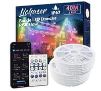 Lichaser 40m RGB+IC Ruban LED Exterieur Etanche DIY, Suivi, Segmentation de Bandes LED avec Application BT et Télécommande RF pour une Utilisation en Extérieur