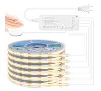 Lichaser - Bande lumineuse LED COB de 3 m, 6 rouleaux 3000 K LED COB flexible pour panneau acoustique et panneaux muraux à lattes en bois, parallèlement avec interrupteur tactile à intensité variable