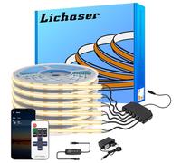 Lichaser - Bande lumineuse LED COB de 6,5 m, 6 rouleaux de 3000 K LED COB flexible pour panneau acoustique et panneaux muraux à lattes en bois, parallèle avec interrupteur à capteur tactile réglable