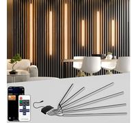 LICHASER Noire Ruban LED pour Panneau Acoustique Bois, 6 Pièces Wifi Encastré Panneau LED Bande Blanc Chaud Compatible avec Alexa, Autocollante pour Panneaux Acoustiques, Cuisine (2*30+2*40+2*60cm)