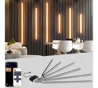 LICHASER Noire Ruban LED pour Panneau Acoustique Bois, 6 Pièces Wifi Encastré Panneau LED Bande Blanc Chaud Compatible avec Alexa, Autocollante pour Panneaux Acoustiques, Cuisine (2*40+2*60+2*90cm)