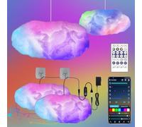 Lichaser RGB Coton Nuage LED Plafond, Arc-en-ciel Suspension LED Lampe Deco à Intensité Variable avec Bluetooth APP et Télécommande 2.4G, Adaptée à la Cécoration de Chambre à Coucher (2 Pack, RGB+IC)