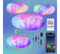 Lichaser RGB Coton Nuage LED Plafond, Arc-en-ciel Suspension LED Lampe Deco à Intensité Variable avec Bluetooth APP et Télécommande 2.4G, Adaptée à la Cécoration de Chambre à Coucher (60cm, RGB+IC)