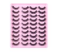 LICHENGTAI 20 Paires Faux Cils Cat Eye Lashes Natural Russian Strip Lashes False Eyelashes Effet Naturel Faux Cils Vaporeux Cils Yeux de Chat Cils en Bande 3D Cils épais Vaporeux Cils Yeux
