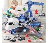 LICHENGTAI Avion Jouet Transporteur de Voitures Jouet éducatif, Trucks Voiture Avion Jouets Ensemble De Lutte Contre Lincendie Transport Cargo Véhicule, Cadeau pour Enfant Garçon Fille 3 4 5 6 7 Ans