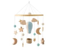 LICHENGTAI Cloche de Lit de Bébé Pendentifs étoiles et Lune Jouets Carillons éoliens en Bois Mobile Lit Bébé Carillons éoliens pour Décoration de Berceau Garçon et Fille