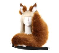 LICHENGTAI Ensemble de Vêtements de Cosplay Avec Bandeau et Queue D'oreille de Renard en Peluche Renard Cosplay Set en Peluche Avec Renard Oreilles Renard Queue pour Fête Costumée, Halloween