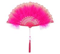 LICHENGTAI Éventail Plume Éventail à Main pour Femme Éventail Pliant Plume Ventilateur Plume Accessoire éventail de Plumes de Poche Pliante Eventail Pliant De Style Chinois pour Cadeaux et décoration