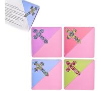 LICHENGTAI Marque-pages de peinture diamant 5D, 4 pièces marque-pages de peinture diamant cristal strass bricolage marque-page de peinture pour enfants filles femmes bricolage artisanat d'art