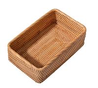 LICHENGTAI Panier rectangulaire en rotin tressé à la Main, Panier De Rangement Tressé Corbeille à Pain Panier à Pain Osier Rotin, Paniers De Nourriture De Service pour Fruits décoration de Cuisine