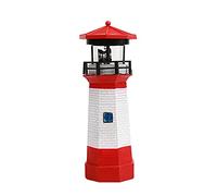 LICHENGTAI Phare LED Solaire, Phare Solaire Moulin à Vent Lumières Décoration De Jardin Maison Jardin Extérieurs Meubles Dintérieur Accessoires Décoration Ornements, Rouge