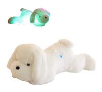 LICHENGTAI Poupée Chien, 30cm Jouets en Peluche Lumineux Chiots Veilleuse Enfants Animaux Doux Cadeaux pour Petite Amie Enfants Anniversaire Halloween Vacances, Blanc