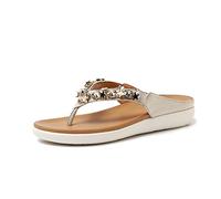 LICHENGTAI Sandales Femme Plates Été Bohème Sandales Confortables Chaussures pour Plage Vacances, Femme Tongs Compensées Sandales en Cuir PU, Léger Plateforme Flip Flop pour Femme