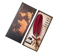 LICHENGTAI Stylo Dip à Plume Set, Rétro Stylo de Calligraphie à Plume d'Oie Calligraphie avec Encre Plumes de Rechange Cire à Cacheter Sceau Boite Cadeau