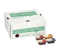 Lichfields 100 Portions de confiture contient 4 variantes 25xStrawberry, 25xRaspberry, 25xBlackcurrant, 25xApricot 20g chacun