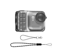 LICHIFIT Coque de protection en TPU pour appareil photo Insta360 Go Ultra et Action Pod - Accessoires de protection avec dragonne et bouchon d'objectif - Cordon anti-perte, Noir mat., étui de