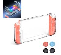 LICHIFIT Coque de protection pour Nintendo Switch 2 2025, étui compartimenté, coque en plastique transparent pour le dos de la console, étui à 2 poignées pour Joy-Con L&R, 4 capuchons de joystick.