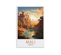 LICHNWW Poster de voyage vintage d'Afrique du Mali - Impression sur toile pour salon, chambre à coucher, dortoir, maison, bureau - 20 x 30 cm