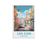 LICHNWW San Juan - Impression sur toile vintage Porto Rico pour salon, chambre à coucher, dortoir, maison, bureau (30 x 45 cm)