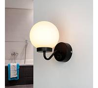 Licht-Erlebnisse Applique de salle de bain Art Nouveau Applique noire E14 Boule de verre Applique de salle de bain IP44 avec interrupteur Applique murale de salle de bain