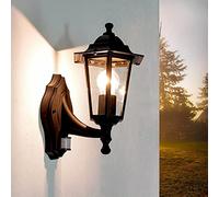 Licht-Erlebnisse Applique extérieure avec détecteur de mouvement Aluminium Verre Noir IP44 Terrasse P:23 cm E27 Lanterne nostalgique Sensor Lampe murale PARIS