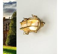 Licht-Erlebnisse Applique extérieure en laiton et verre, IP64, pour porte d'entrée, T:10 cm, E27 max 18 W, cannelée, rustique, style maritime, SKIATHOS
