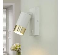 Licht-Erlebnisse Applique murale avec interrupteur, Applique intérieure, Spot mural, Blanc, Or, H:14 cm, GU10, orientable, élégant, stylé, Spot, Lampe de chevet murale