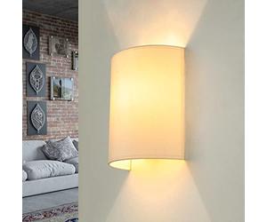Licht-Erlebnisse Applique murale Blanc Crème, abat-jour en tissu, lampe murale E27, H:23 cm, luminaire Up Down, faible éblouissement, confortable, salon, applique murale chambre à coucher