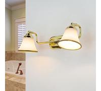 Licht-Erlebnisse Applique Murale en Métal et Verre Doré pour Salle de Bain L:42 cm E14 max. 40 W 2-branches non éblouissante, Applique Murale Confortable de Style Art Nouveau GRANDO