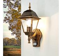 Licht-Erlebnisse Applique murale extérieure avec détecteur de mouvement verre aluminium en noir cuivre IP44 jardin B:15 cm E27 lanterne murale nostalgique TIROL