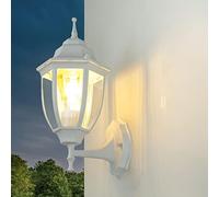 Licht-Erlebnisse Applique murale extérieure debout en aluminium et verre blanc IP44 pour entrée et jardin H:35,5 cm E27 Lanterne rustique, lampe extérieure pour terrasse LYON