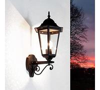 Licht-Erlebnisse Applique murale extérieure en aluminium et verre noir IP44 pour entrée de jardin L:28,5 cm E27 Lanterne Rétro nostalgique Lampe extérieure de terrasse BRISTOL