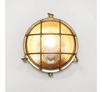 Licht-Erlebnisse Applique murale extérieure en laiton et verre IP64 pour entrée de maison Ø21 cm E27 max. 18 W ronde maritime grillagée rustique pour jardin SERIFOS